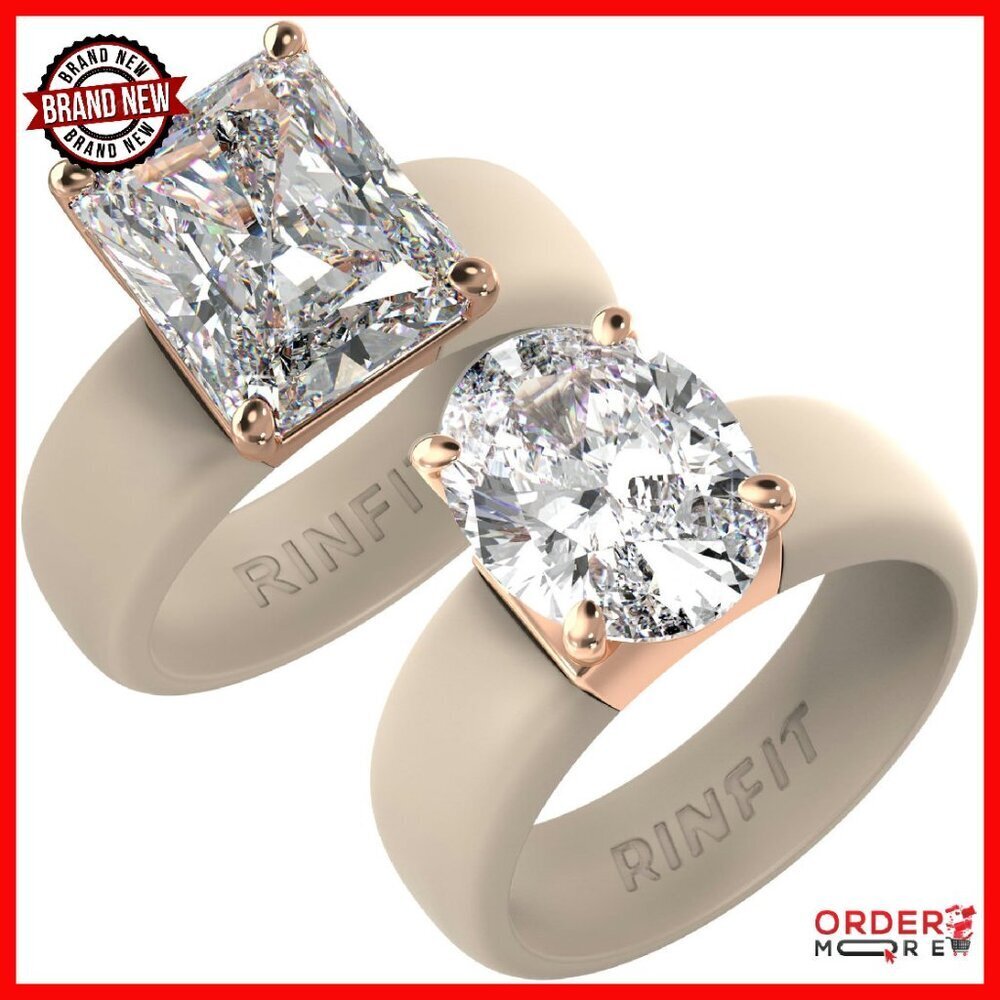Size 7 Silicone Wedding Band with Cubic Zirconia Stone